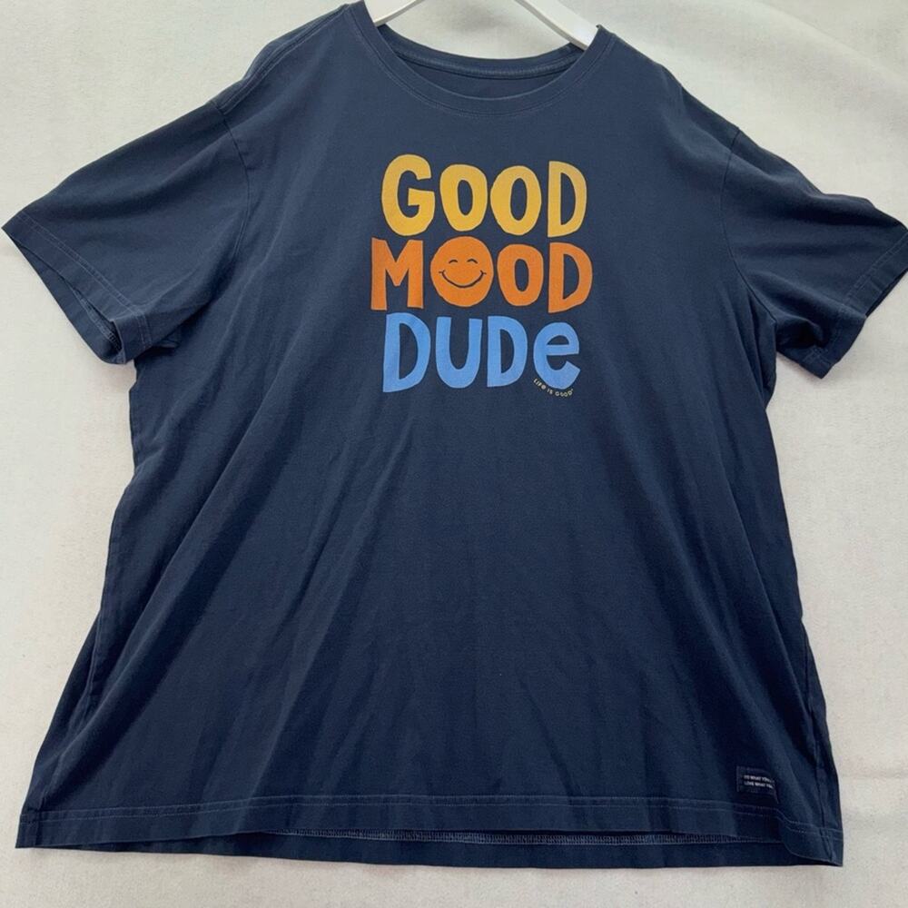 EUC Life is Good Short Sleeve Good Mood Dude Crusher T-shirt Blue Mens size XL